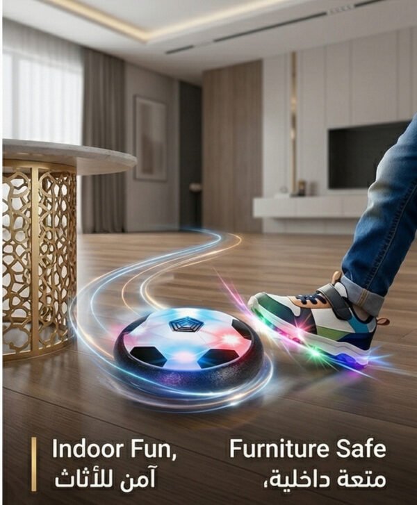 03 ⚽ كرة القدم الهوائية | Hover Soccer Ball with LED Lights – Indoor & Outdoor Fun