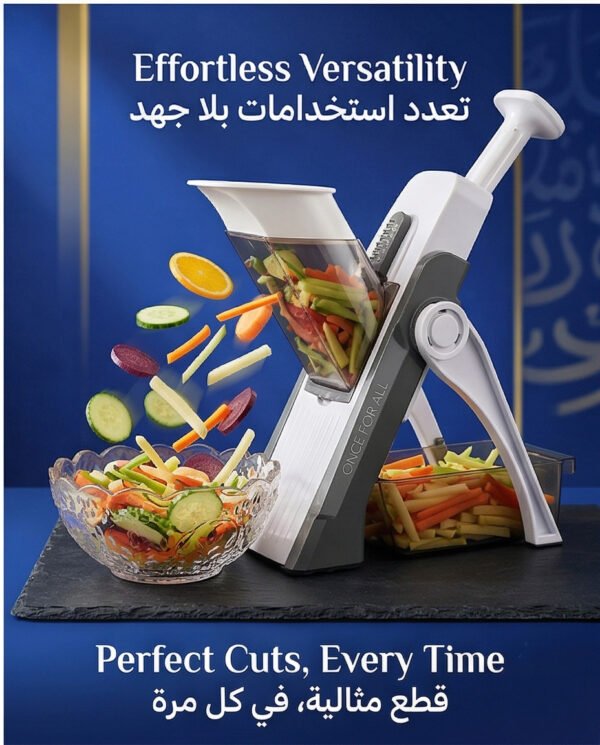 4-in-1 Manual Vegetable Cutter & Mandoline Slicer – Safe Slice Adjustable Thickness | مطبخ سهل & سريع