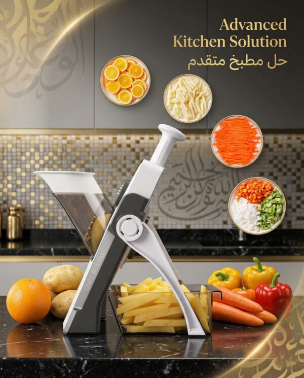 4-in-1 Manual Vegetable Cutter & Mandoline Slicer – Safe Slice Adjustable Thickness | مطبخ سهل & سريع