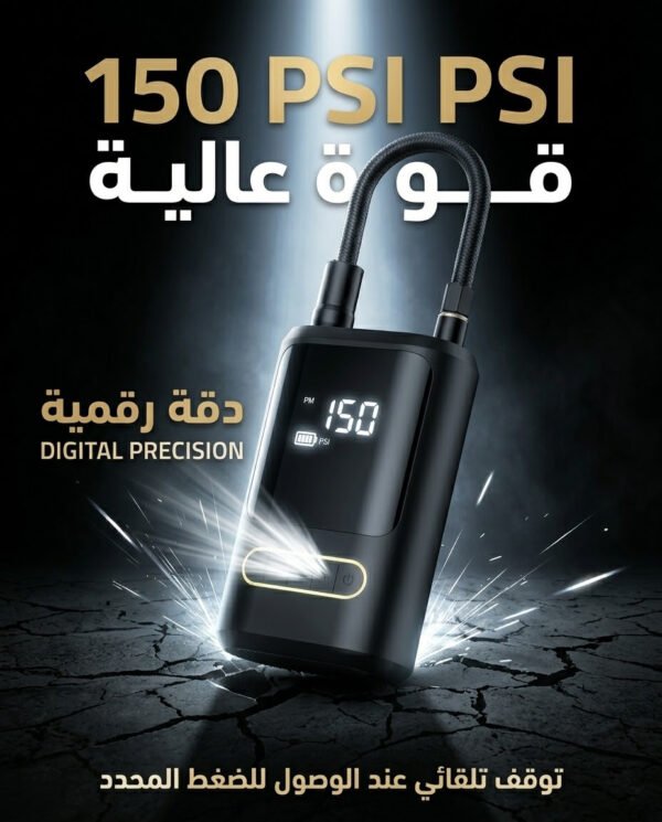 شاحن إطارات لاسلكي | Portable Tyre Inflator 150psi | Air Compressor for Car & Bike (CR442)