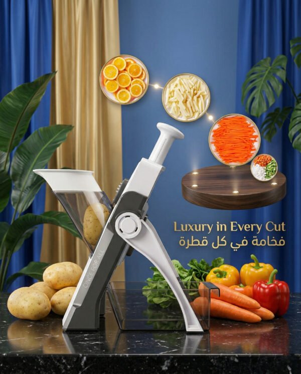 4-in-1 Manual Vegetable Cutter & Mandoline Slicer – Safe Slice Adjustable Thickness | مطبخ سهل & سريع