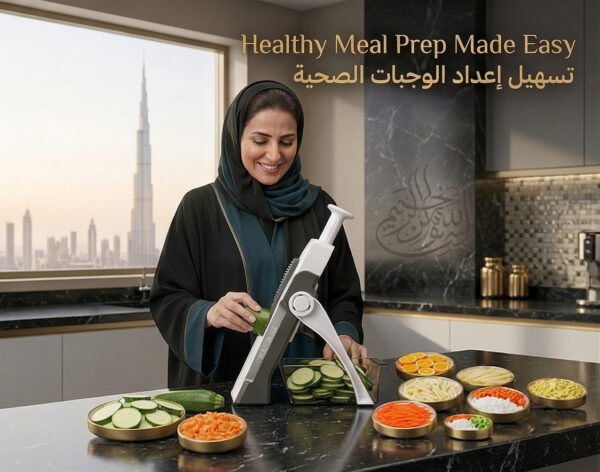 4-in-1 Manual Vegetable Cutter & Mandoline Slicer – Safe Slice Adjustable Thickness | مطبخ سهل & سريع