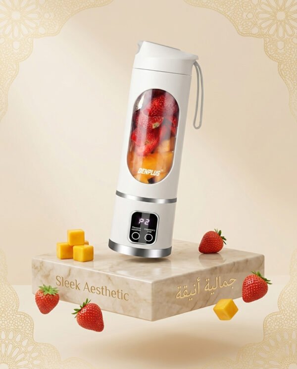 Portable Smoothie Blender مع شاشة رقمية USB Rechargeable – Personal Juicer Cup أبيض