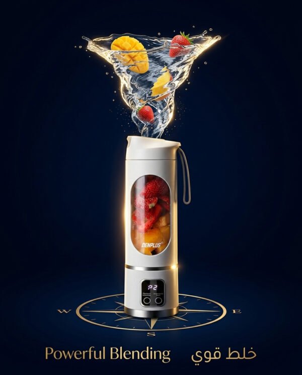 Portable Smoothie Blender مع شاشة رقمية USB Rechargeable – Personal Juicer Cup أبيض