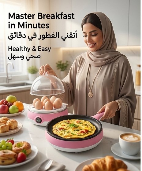 06 2-in-1 Electric Egg Boiler & Frying Pan – 14 Eggs Capacity | Automatic Shut-Off | Multi Cooking جهاز مطبخ عملي