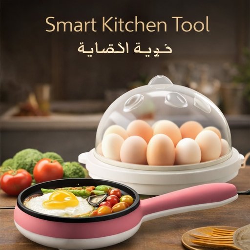 07 2-in-1 Electric Egg Boiler & Frying Pan – 14 Eggs Capacity | Automatic Shut-Off | Multi Cooking جهاز مطبخ عملي
