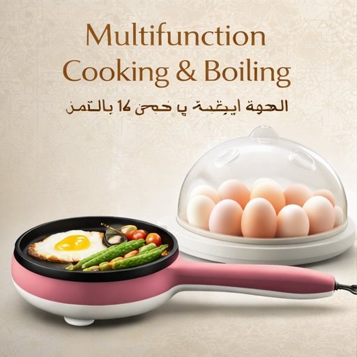 08 2-in-1 Electric Egg Boiler & Frying Pan – 14 Eggs Capacity | Automatic Shut-Off | Multi Cooking جهاز مطبخ عملي